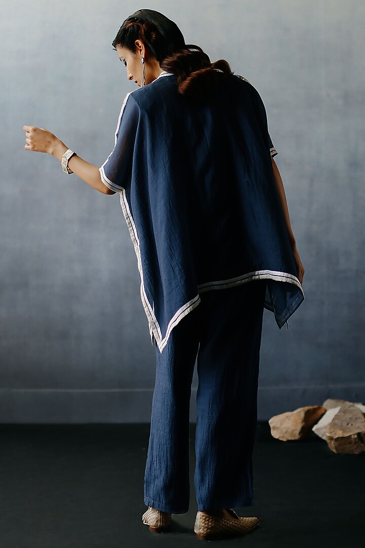 Blue Chanderi Mirror & Patchwork Co-Ord Set by Avacara at Pernia's Pop Up Shop