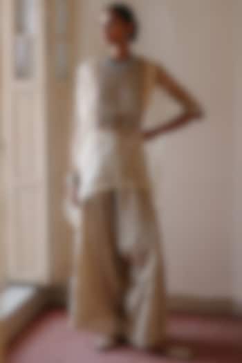 Cream & Green Organza Gota Work Cape Set by Avacara at Pernia's Pop Up Shop