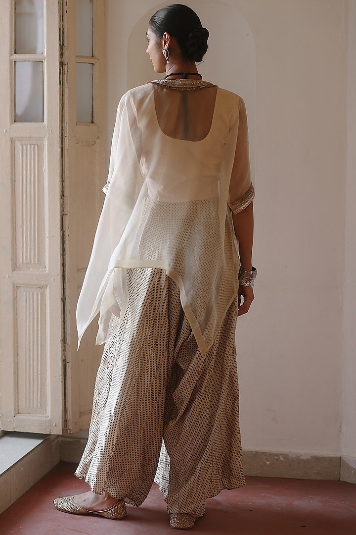 Cream & Green Organza Gota Work Cape Set by Avacara at Pernia's Pop Up Shop
