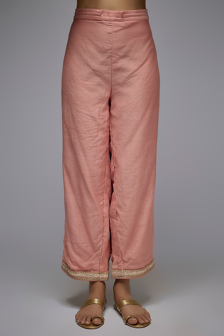 Pink Chanderi Kurta Set by Avacara at Pernia's Pop Up Shop