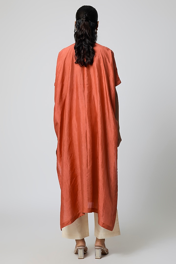 Red Silk Pearl Hand Embroidered Kaftan Set by Avacara at Pernia's Pop Up Shop