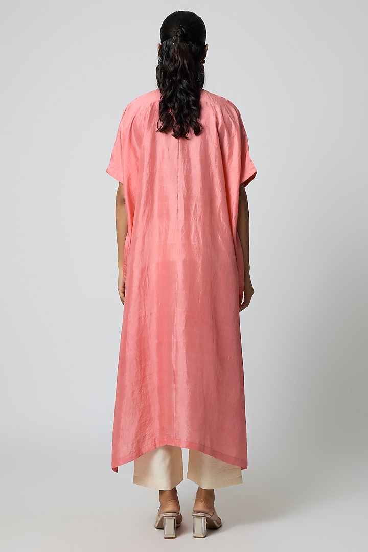 Light Pink Silk Pearl Hand Embroidered Kaftan Set by Avacara at Pernia's Pop Up Shop