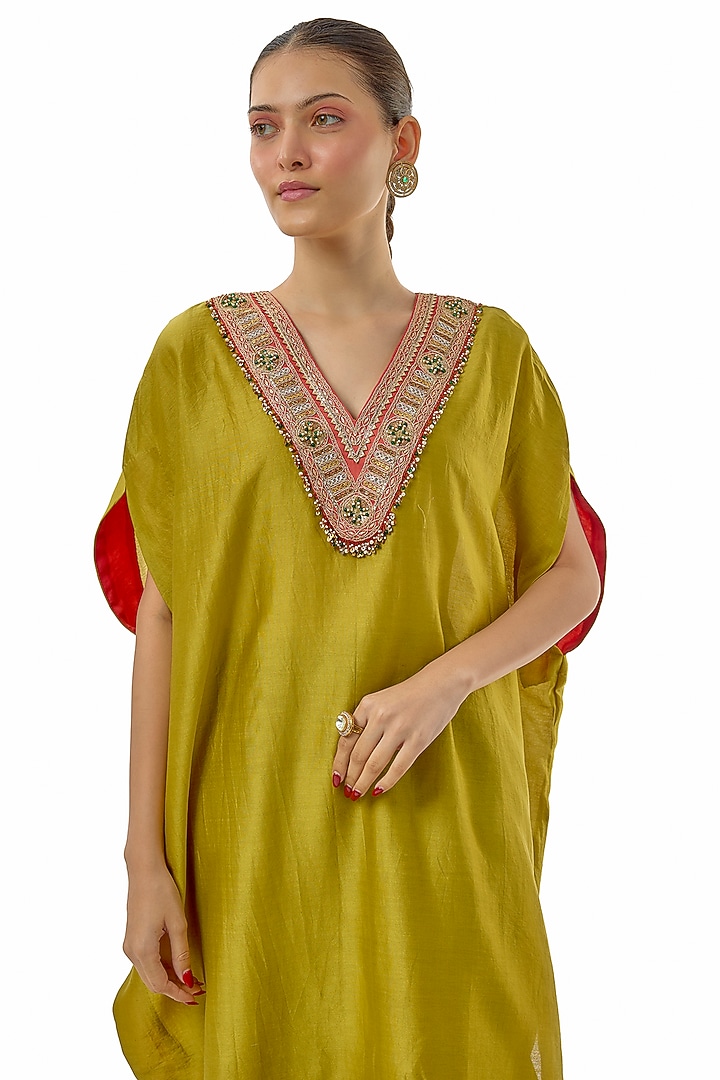 Green Handloom Chanderi Printed Wedding Sharara Set by Avacara at Pernia's Pop Up Shop