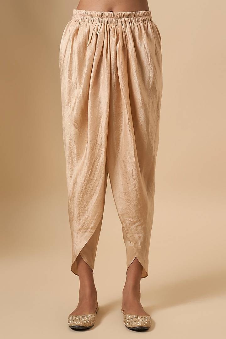 Beige Silk Kurta Set by Avacara at Pernia's Pop Up Shop
