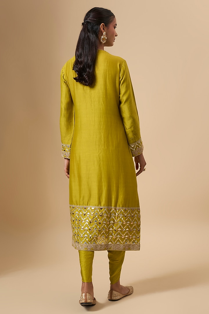 Light Green Chanderi Kurta Set by Avacara at Pernia's Pop Up Shop