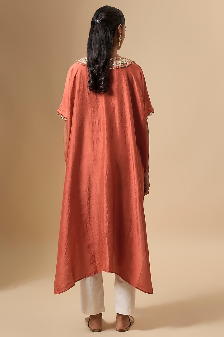 Red Mulberry Silk Kurta Set by Avacara at Pernia's Pop Up Shop