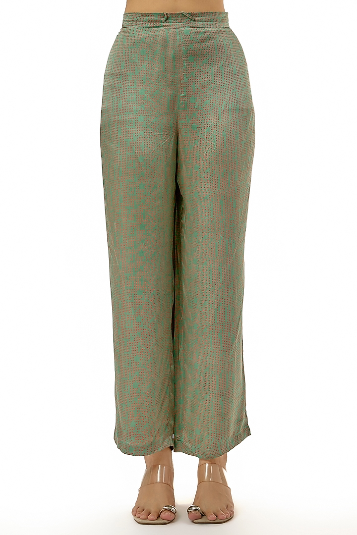 Blue Satin Silk Printed & Embroidered Co-Ord Set by Avacara at Pernia's Pop Up Shop
