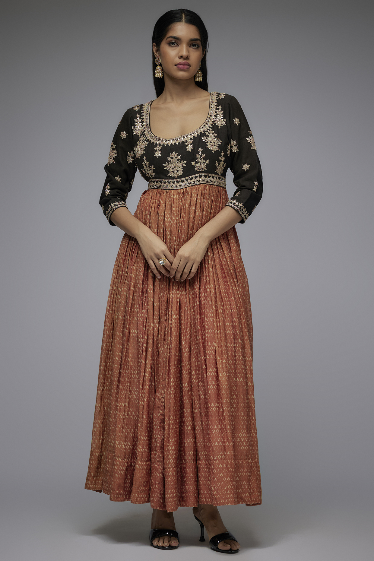 Black Matka Silk Kurta Set by Avacara at Pernia's Pop Up Shop