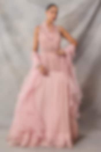 Pink Net Wedding Lehenga Set by AWIGNA BY VARSHA & RITTU at Pernia's Pop Up Shop