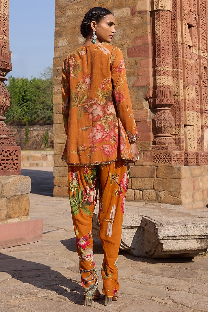 Orange Georgette Printed Tunic Set by AWIGNA BY VARSHA & RITTU at Pernia's Pop Up Shop