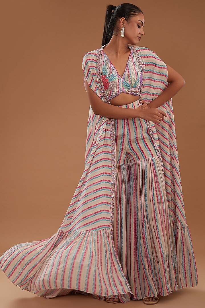 Ivory Crepe Wedding Sharara Set by AWIGNA BY VARSHA & RITTU at Pernia's Pop Up Shop