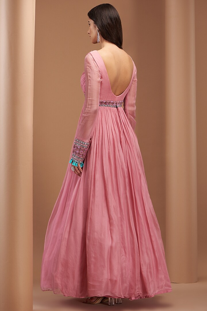 Lilac Organza Embroidered Gown With Dupatta by AWIGNA BY VARSHA & RITTU at Pernia's Pop Up Shop
