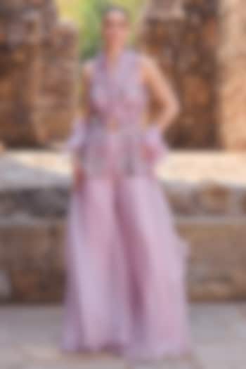 Lavender Organza Wedding Sharara Set by AWIGNA BY VARSHA & RITTU at Pernia's Pop Up Shop