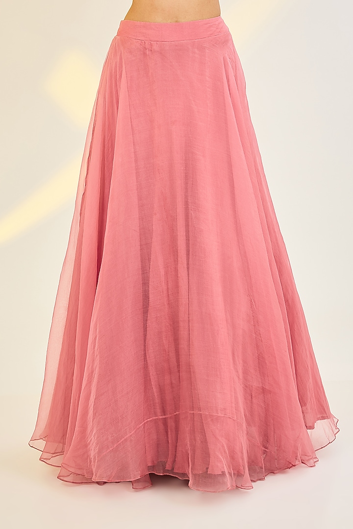 Pink Organza & Net Hand Embroidered Jacket Set by AWIGNA BY VARSHA & RITTU at Pernia's Pop Up Shop