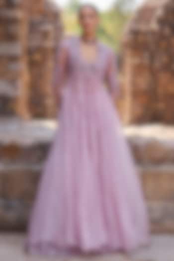 Lavender Organza Skirt Set by AWIGNA BY VARSHA & RITTU at Pernia's Pop Up Shop