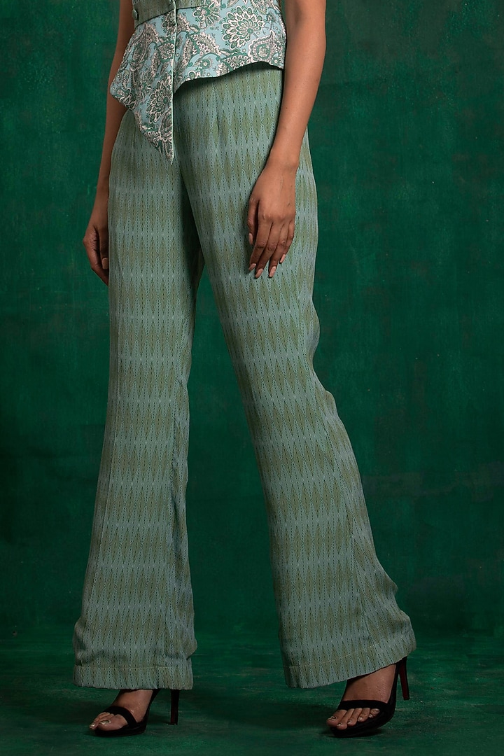 Lime Green Printed & Hand Embroidered Coat Set by AWIGNA BY VARSHA & RITTU at Pernia's Pop Up Shop