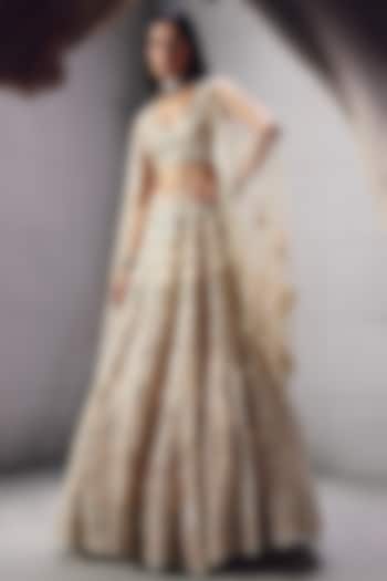 Ivory Sequins Embroidered Bridal Lehenga Set by AWIGNA BY VARSHA & RITTU at Pernia's Pop Up Shop