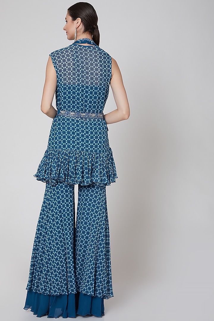 Cobalt Blue Printed Pant Set by AWIGNA BY VARSHA & RITTU at Pernia's Pop Up Shop