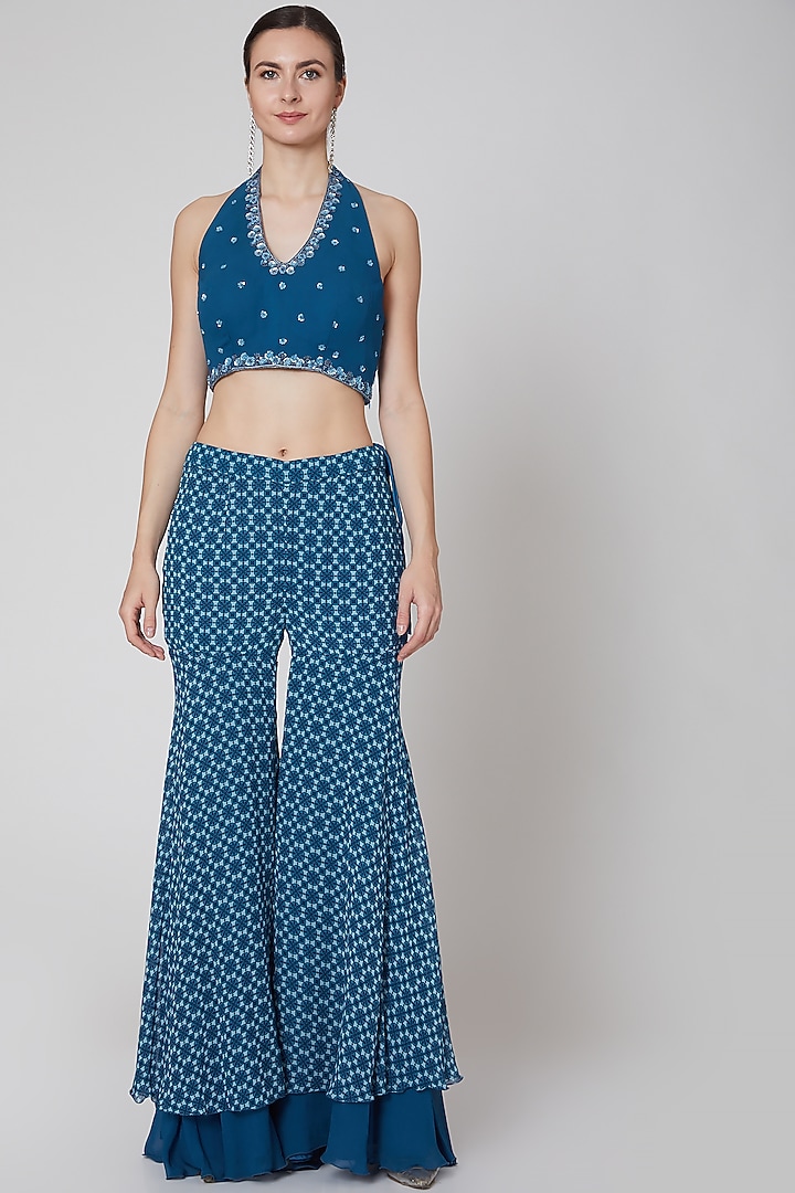 Cobalt Blue Printed Pant Set by AWIGNA BY VARSHA & RITTU at Pernia's Pop Up Shop