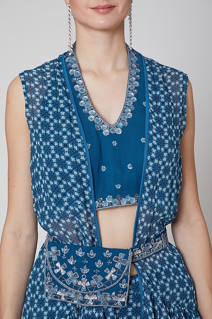 Cobalt Blue Printed Pant Set by AWIGNA BY VARSHA & RITTU at Pernia's Pop Up Shop