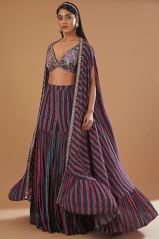 Wine Crepe Sharara Set by AWIGNA BY VARSHA & RITTU
