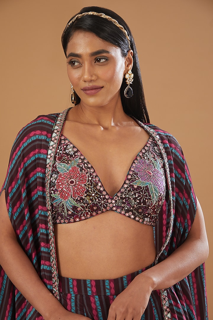 Wine Crepe Wedding Sharara Set by AWIGNA BY VARSHA & RITTU at Pernia's Pop Up Shop