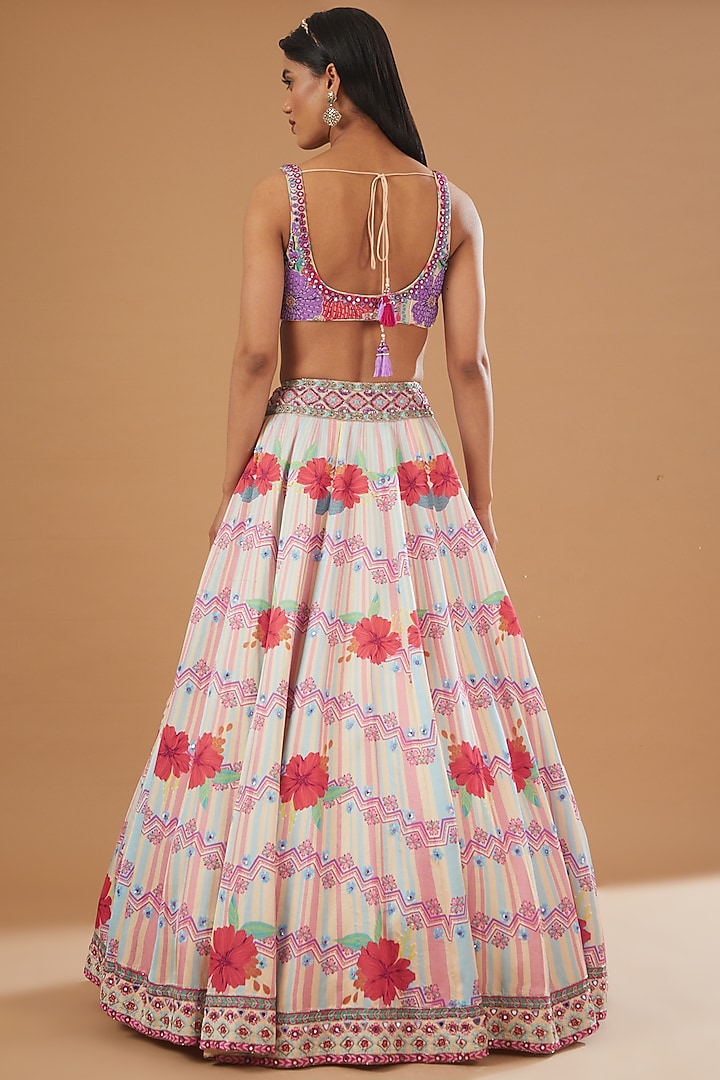 Ivory Digital Printed Wedding Lehenga Set by AWIGNA BY VARSHA & RITTU at Pernia's Pop Up Shop