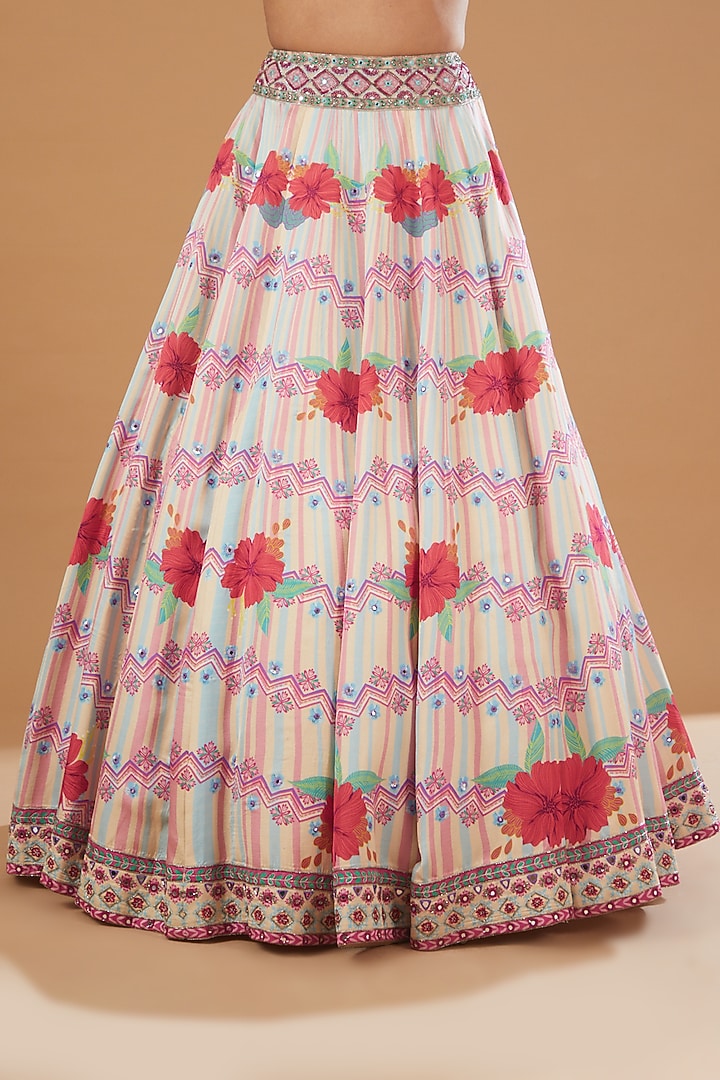 Ivory Digital Printed Wedding Lehenga Set by AWIGNA BY VARSHA & RITTU at Pernia's Pop Up Shop