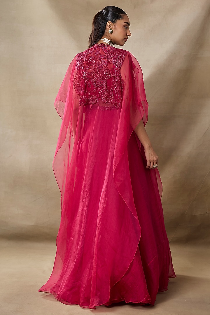 Red Organza & Net Skirt Set by AWIGNA BY VARSHA & RITTU at Pernia's Pop Up Shop