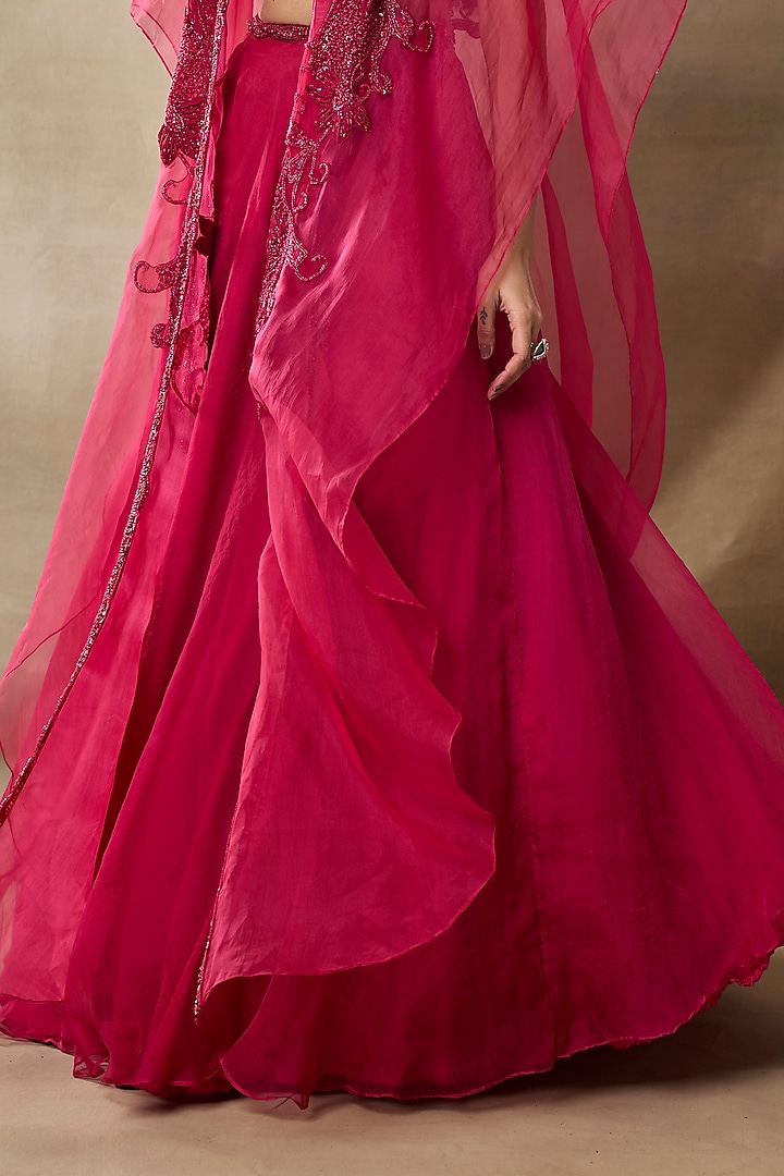 Red Organza & Net Skirt Set by AWIGNA BY VARSHA & RITTU at Pernia's Pop Up Shop