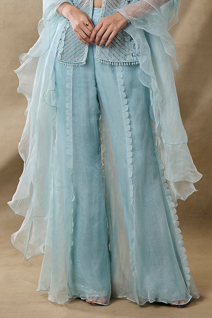 Aqua Organza & Net Wedding Sharara Set by AWIGNA BY VARSHA & RITTU at Pernia's Pop Up Shop