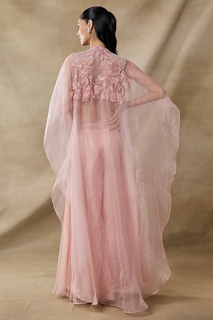 Pink Organza Flared Wedding Sharara Set by AWIGNA BY VARSHA & RITTU at Pernia's Pop Up Shop