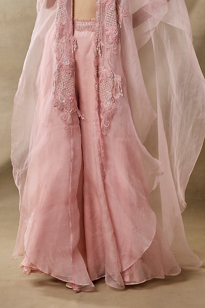 Pink Organza Flared Wedding Sharara Set by AWIGNA BY VARSHA & RITTU at Pernia's Pop Up Shop