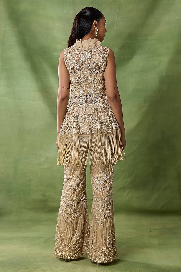 Ivory Net Embellished Co-Ord Set by AWIGNA BY VARSHA & RITTU at Pernia's Pop Up Shop