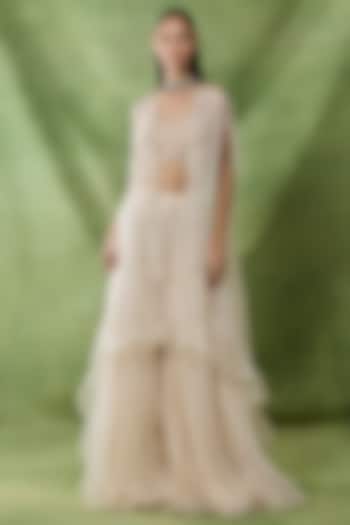 Ivory Organza Net Wedding Sharara Set by AWIGNA BY VARSHA & RITTU at Pernia's Pop Up Shop