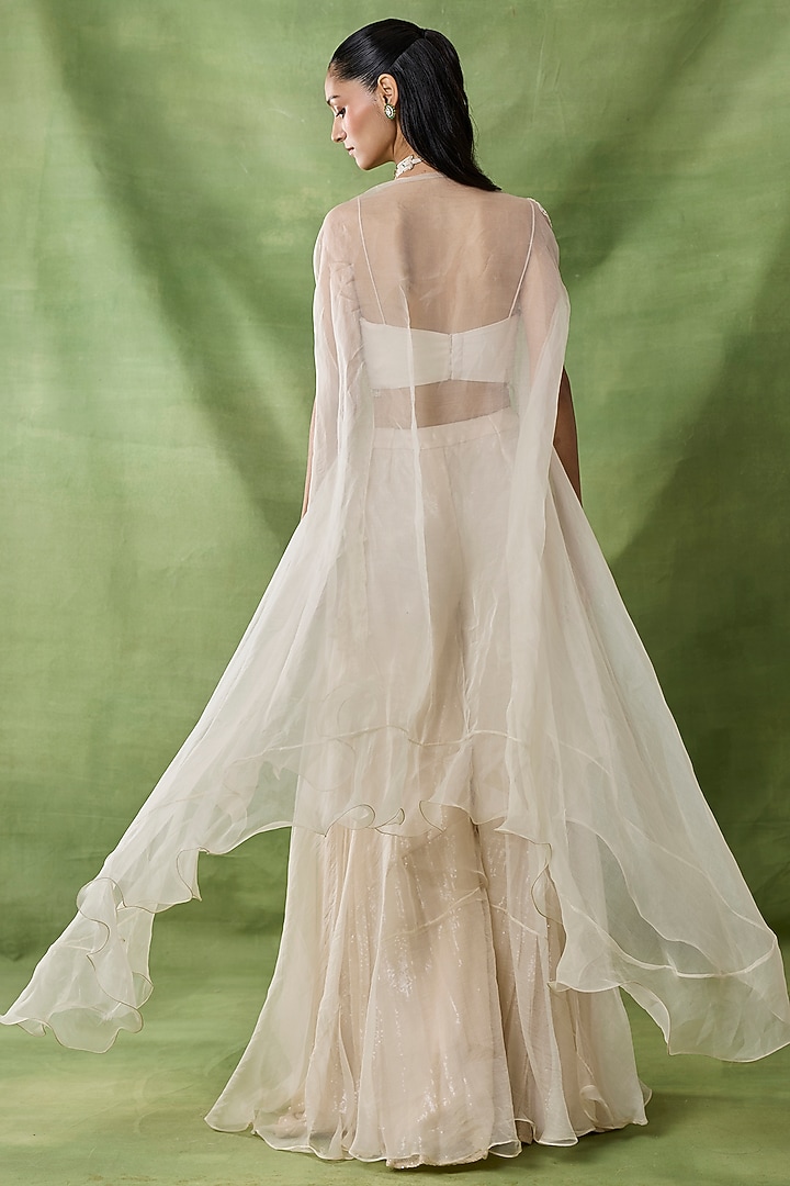 Ivory Organza Net Wedding Sharara Set by AWIGNA BY VARSHA & RITTU at Pernia's Pop Up Shop