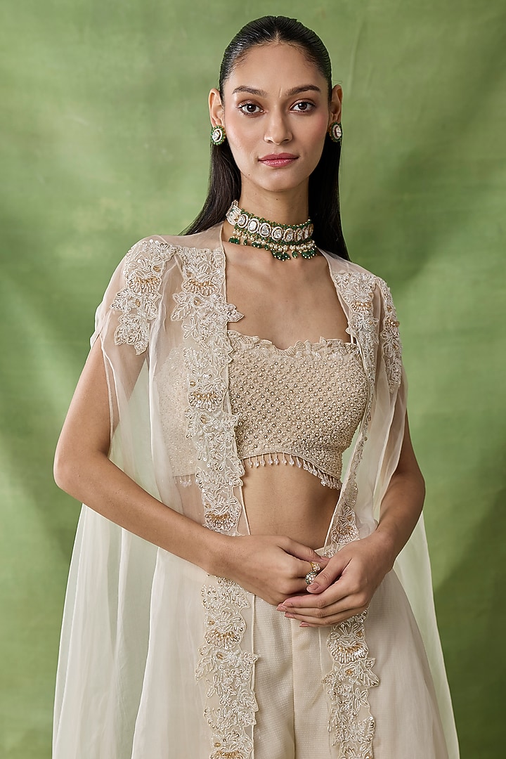 Ivory Organza Net Wedding Sharara Set by AWIGNA BY VARSHA & RITTU at Pernia's Pop Up Shop