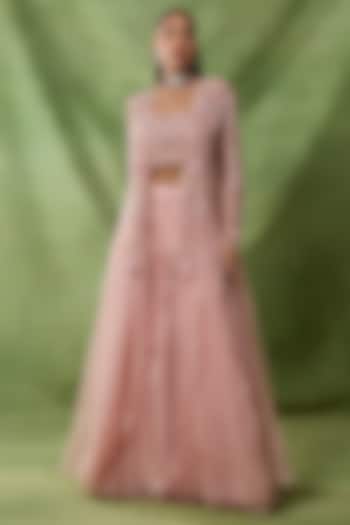 Pink Organza Net Wedding Sharara Set by AWIGNA BY VARSHA & RITTU at Pernia's Pop Up Shop