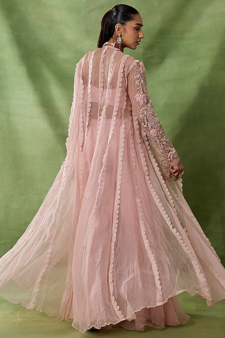 Pink Organza Net Wedding Sharara Set by AWIGNA BY VARSHA & RITTU at Pernia's Pop Up Shop