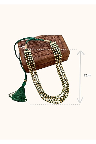 Gold Finish Emerald Beaded Mala by AVSA Jewels