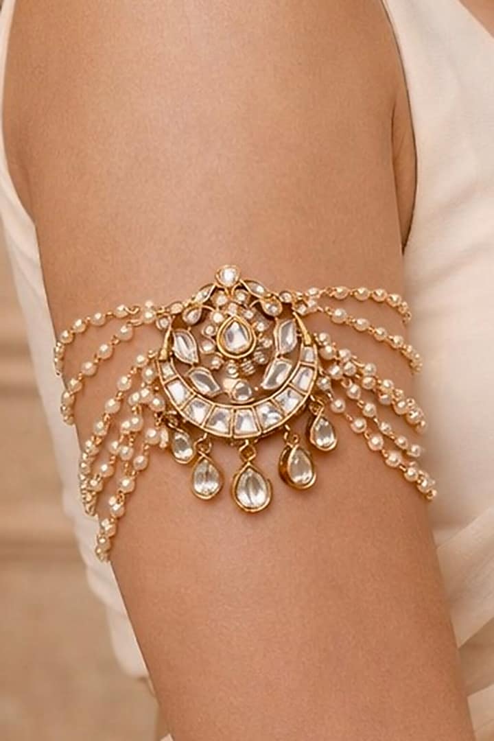 Gold Finish Kundan Polki Bajubandh by AVSA Jewels at Pernia's Pop Up Shop