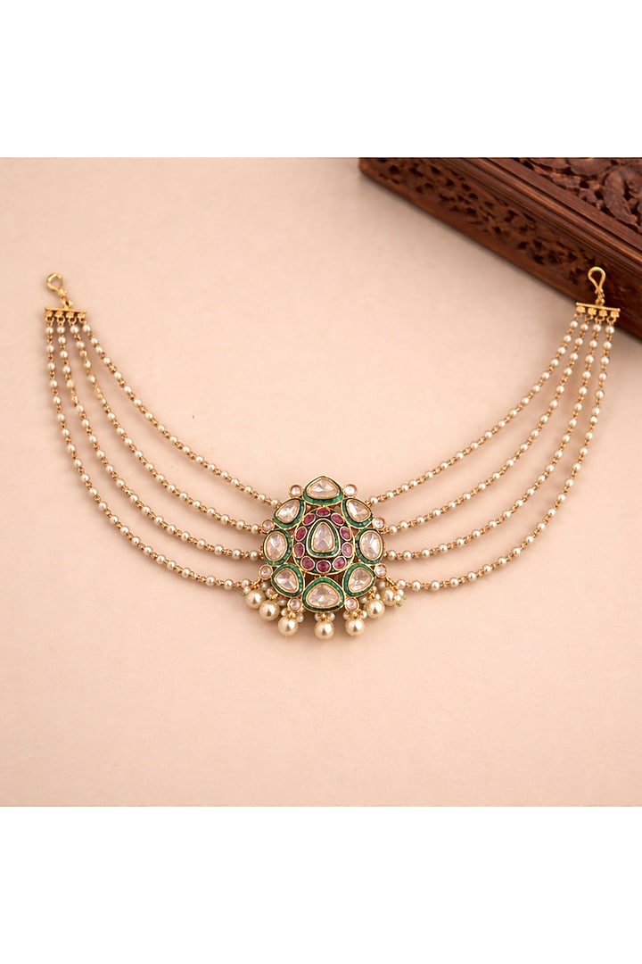 Gold Finish Kundan Polki Hair Pin by AVSA Jewels at Pernia's Pop Up Shop