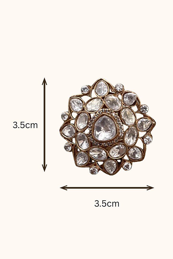 Gold Finish Moissanite Polki Stud Earrings by AVSA Jewels at Pernia's Pop Up Shop