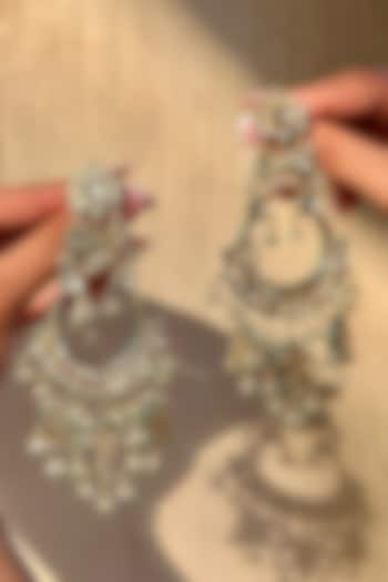 Gold Finish Kundan Polki Dangler Earrings by AVSA Jewels at Pernia's Pop Up Shop