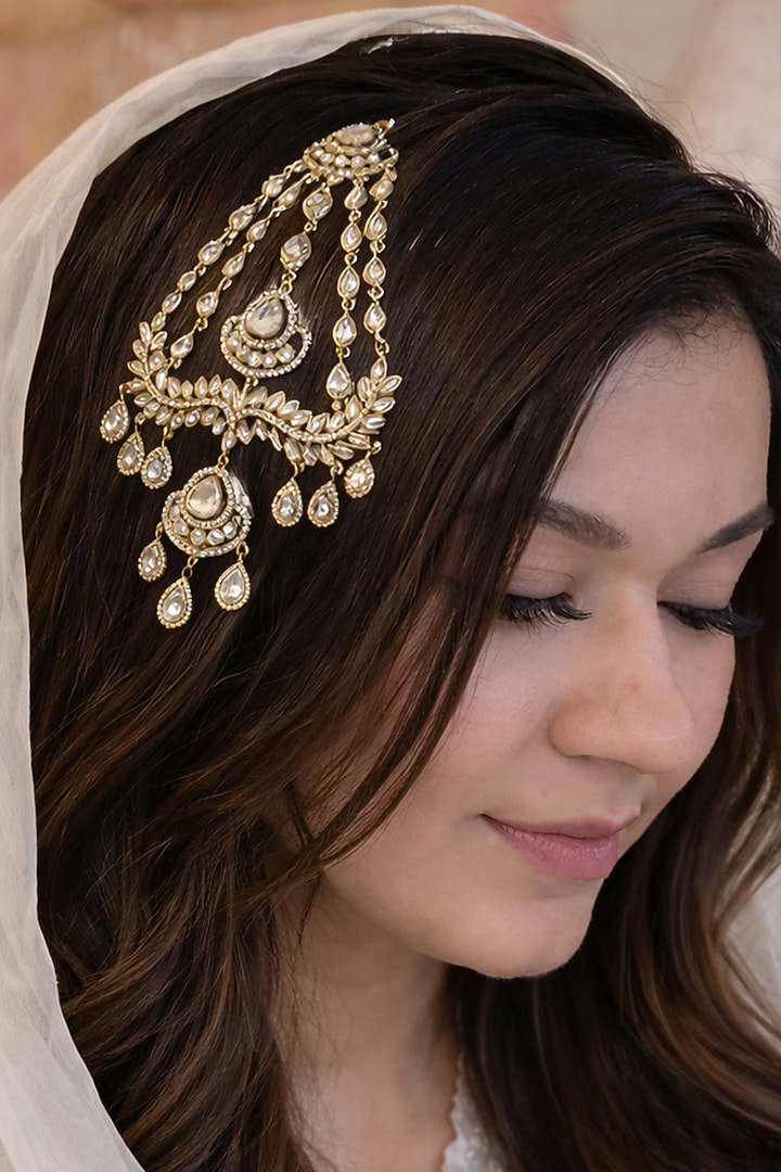 Gold Finish Kundan Polki Passa by AVSA Jewels at Pernia's Pop Up Shop