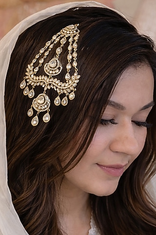 Gold Finish Kundan Polki Passa by AVSA Jewels
