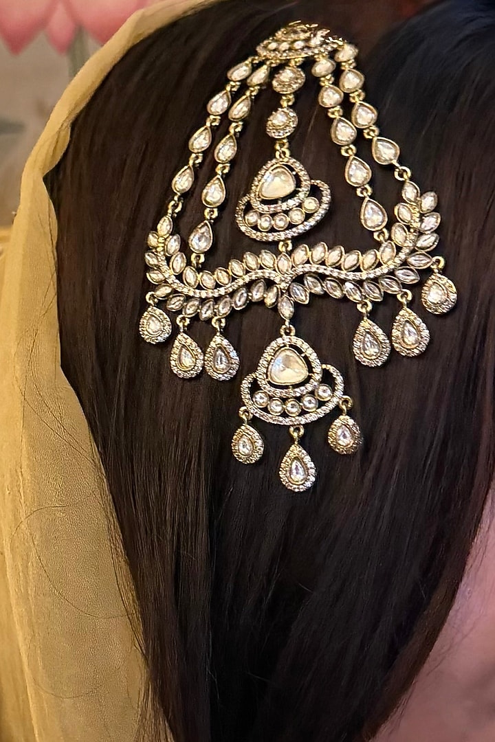 Gold Finish Kundan Polki Passa by AVSA Jewels at Pernia's Pop Up Shop