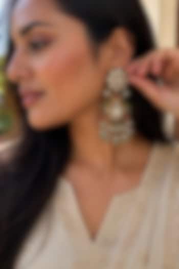 Gold Finish Multi-Colored Kundan Polki Dangler Earrings by AVSA Jewels at Pernia's Pop Up Shop