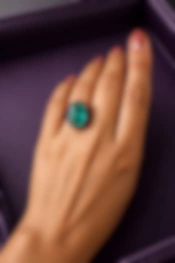 Black Rhodium Finish Aqua Blue Stone Ring by AVSA Jewels at Pernia's Pop Up Shop