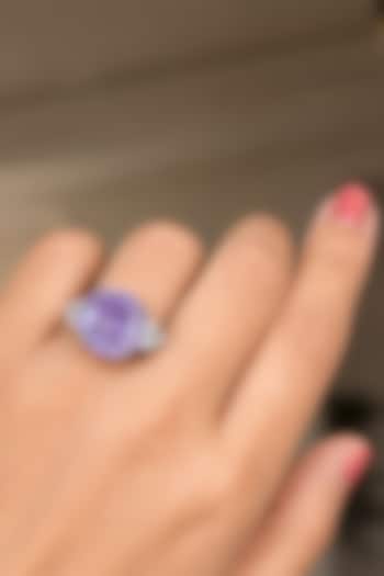 White Finish Purple Synthetic Stone Ring by AVSA Jewels at Pernia's Pop Up Shop